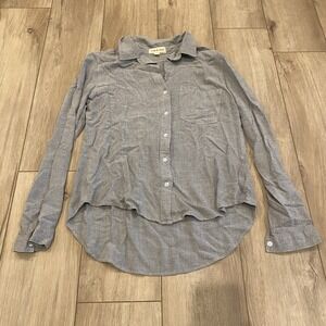 Anthropologie Cloth & Stone Shirt Womens Medium Button Up Hi Low Rayon Blouse